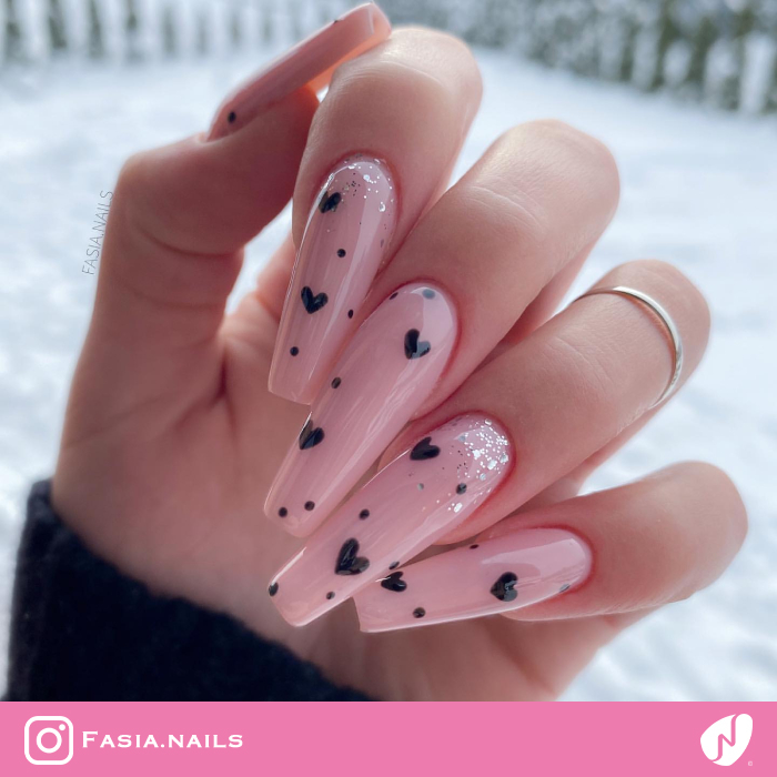 Hearts and Dots Valentine Nails